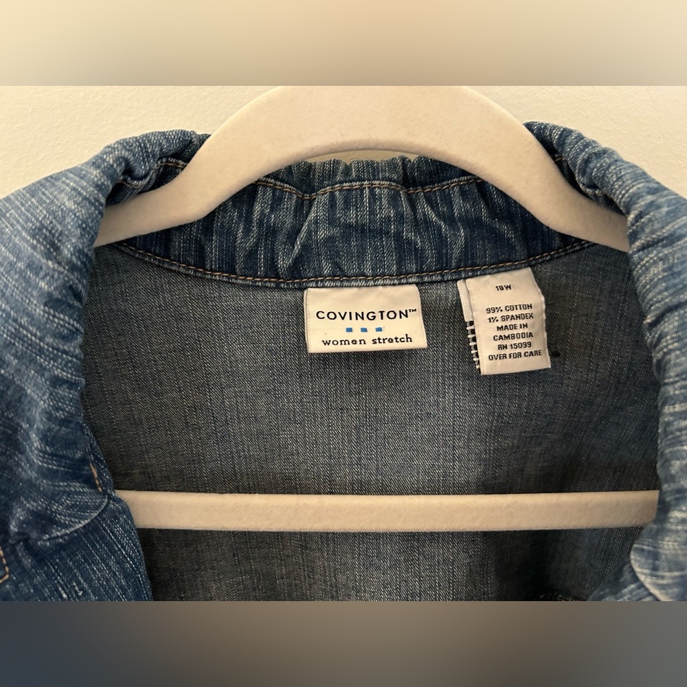 Covington Dark Blue Denim Blazer, Jean Jacket, Size 18W - Picture 8 of 11